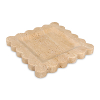 Plateau en marbre naturel vintage petits ornements plateau à bord festonné plat de rangement fait main travertin Tary pour comptoir table de chevet