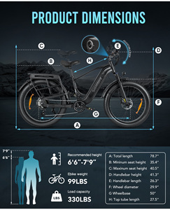 Stock USA - Vélo électrique de montagne SAMEBIKE CREST 4.0 à pneus larges, acier haute teneur en carbone, 8 vitesses, livraison directe disponible - Product Image 6