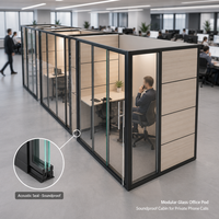 Cabine de bureau modulaire en verre insonorisée pour appels téléphoniques privés et travail concentré