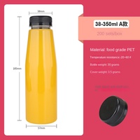 38 bouteilles en plastique PET transparentes de 350 ml, qualité alimentaire, jetables, pour thé au lait, jus, boissons, avec bouchon à vis, sérigraphiées, revêtement UV HL