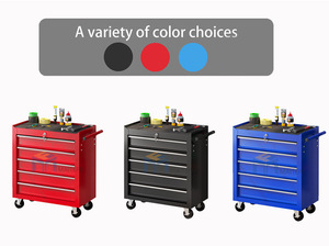 Chariot d'atelier robuste en acier avec 5 tiroirs, roues verrouillables, verrou central, pour <span class=keywords><strong>garage</strong></span> industriel, OEM TC-05 - Product Image 6