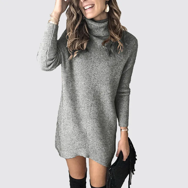 Best Selling Knit Pullover Ladies Sweater Women Casual Long Sleeve Knitted Sweater Wool Womens Turtleneck