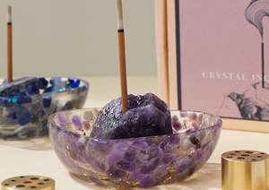 Vente en gros de bols d'encens en résine de lotus avec éclats de quartz en cristal naturel <span class=keywords><strong>pour</strong></span> la méditation, le sommeil, l'énergie de guérison, d'autres objets artisanaux en cristal - Product Image 4