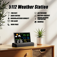 5112 Transparente Glas-Wetterstation mit Wecker, Thermometer, Hygrometer, Digitalem LCD-Temperatur- und Feuchtigkeitsmonitor, ODM