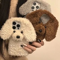 Coque de téléphone antichoc en peluche 3D motif chiot de dessin animé pour iPhone 17 16 15 14 13 12 11 Pro Max XS 6 7 8 Plus XR XS