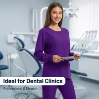 Tenues médicales transfrontalières pour cliniques dentaires et salles d'opération, unisexe, en tissu polyester Dobby, à manches longues et col rond, fabriquées en Chine, modèle 82028