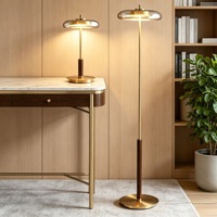 Lampe de table LED vintage de style américain haut de gamme en noyer et laiton, lampe de chevet pour chambre à coucher, salon, lampe de table décorative en verre