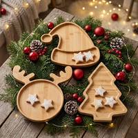 Ensemble de plateaux de service en bambou de Noël, plateaux à apéritifs en forme de sapin de Noël, vaisselle pour restaurant, hôtel, fête de Noël