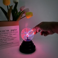 Lampe LED créative en forme de boule de plasma ABS, 3 pouces, à piles AAA ou USB, blanc chaud, avec interrupteur, pour l'ambiance nocturne à la maison
