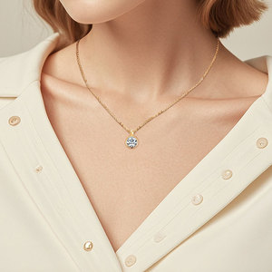 Collar con Colgante de Moissanita Redonda de 8mm y 2.0ct, Plata 925 de Alta Calidad, Estilo Burbuja, para Mujer - Product Image 3