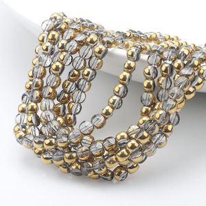 Zhubi 6MM Faceted Round Glass <strong>Beads</strong> Plated Gold Side Original Colors Crystal <strong>Agate</strong> <strong>Beads</strong> for Jewelry Making DIY Necklace - Product Image 4