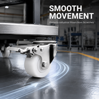Chariot silencieux à support en acier inoxydable pour équipement et mobilier, avec roulettes pivotantes en nylon de 2 pouces à 360 degrés, usage léger