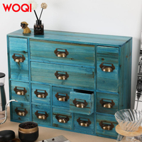 WOQI Mini organisateur de bureau en bois rustique personnalisé avec de nombreux tiroirs Coffre en bois Armoire de rangement Boîte à bibelots avec de nombreux tiroirs