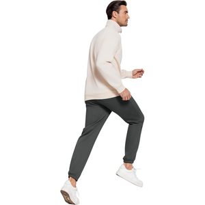 FOXA <b>Men's</b> Fleece Sweatpants <b>Cuffed</b> <b>Joggers</b> Warm Cotton Baggy Pants With Elastic Waist Breathable Design - Product Image 5