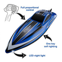 Bateau RC haute vitesse EPT 35 km/h, auto-redressant, télécommandé, yacht électrique 2,4 GHz avec éclairage, portée 200 m pour la course sur lac et rivière