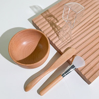 Petit bol de maquillage de beauté en bambou biologique naturel Mini bol de mélange cosmétique biologique avec ensemble de spatule plate pour pots en bambou en bois