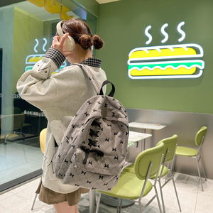 New Denim Fabric Bow Tie Design Female <b>College</b> Versatile Two Shoulder Middle High School Korean Style School <b>Bag</b> Backpack - Product Image 3