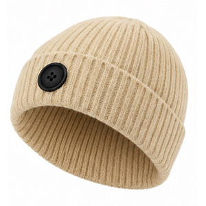 High Quality 100% <b>Wool</b> Custom Logo Button Decoration Latest Style New Arrival Adults <b>Beanie</b> Caps - Product Image 1
