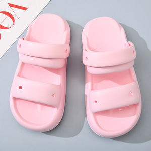 Tongs d'été pour femmes à semelle épaisse en EVA antidérapantes à bout rond pour l'extérieur Beige Blanc Rose Noir Gris - Product Image 2