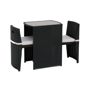 Mobili da giardino salvaspazio mobili da giardino in Rattan PE Set da giardino moderno per Patio Set di sedie da tavolo per balcone da 3 pezzi - Product Image 4