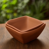 Tazón de terracota de 13x13 cm, 26 cl, forma cuadrada para servir comida