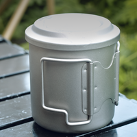 CIEUIS Tasse en titane 420 ml, anti-brûlure, poignée pliable, ensemble de théière avec filtre pour le camping en plein air