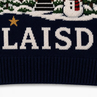 Pull de Noël en tricot jacquard personnalisé d'usine, motif maison de neige et flocons de neige, col rond, pull de Noël moche, 100% coton, ODM, petite taille