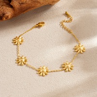 Bracelet à breloques en acier inoxydable pour femme, plaqué or, motifs assortis (cœur, fleur, nœud, étoile, papillon), vente en gros