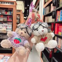 Porte-clés Ours en Peluche Style Influenceur avec Lunettes de Soleil, Charme Mignon pour Sac à Dos, Accessoire de Voiture, Fabriqué en Chine, Emballage Individuel, Vente en Gros