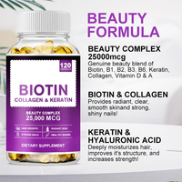 Capsules de biotine et de collagène personnalisées en marque privée, 120 pièces, complément alimentaire pour la croissance des cheveux et des ongles, capsules de biotine et de collagène