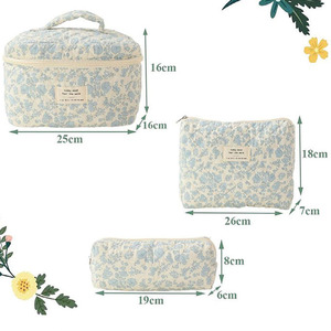 Logotipo personalizado venta al por mayor lindo 3 uds bolsa de <span class=keywords><strong>maquillaje</strong></span> conjunto acolchado Floral bolsa organizadora de cosméticos <span class=keywords><strong>para</strong></span> mujeres niñas - Product Image 2