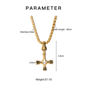 Collier pendentif en acier inoxydable de style punk viking gothique, croix vintage, marteau de Thor nordique, celtique, pour homme - Product Image 3