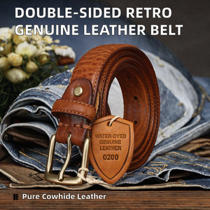 Cinturón de cuero genuino vintage de doble cara lavado al agua de alta calidad para mujer, de piel de vaca, con hilo de coser de cobre, a la moda, para jeans. - Product Image 2