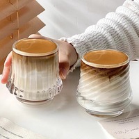 Tasse à café rétro effet vieilli pour Americano glacé/Latte Flat White, Mug pour Latte Art ; Verre raffiné de niche ; Verre créatif de style japonais