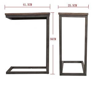 <span class=keywords><strong>Luckywind</strong></span>-mesa lateral de aperitivos de <span class=keywords><strong>Metal</strong></span>, Industrial, Vintage, de madera, con extremo en forma de C, para sofá y cama - Product Image 4