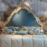 Villa Palast Muschel blau Europäische Royal Luxus Schlafzimmer möbel elegante antike Französisch King Size Pink Royal Schlafzimmer Set Bett