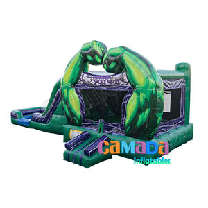 Venta caliente superhéroe PVC inflable Jumping Castle Green <span class=keywords><strong>Smash</strong></span> Bounce <span class=keywords><strong>House</strong></span> con tobogán seco húmedo incluye soplador - Product Image 3