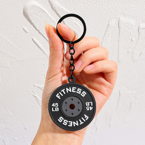 Wholesale Gym Fitness Themed Embossed Soft PVC Sports Barbell <strong>Keychain</strong> Bag Charm for Gym Souvenirs - Product Image 6