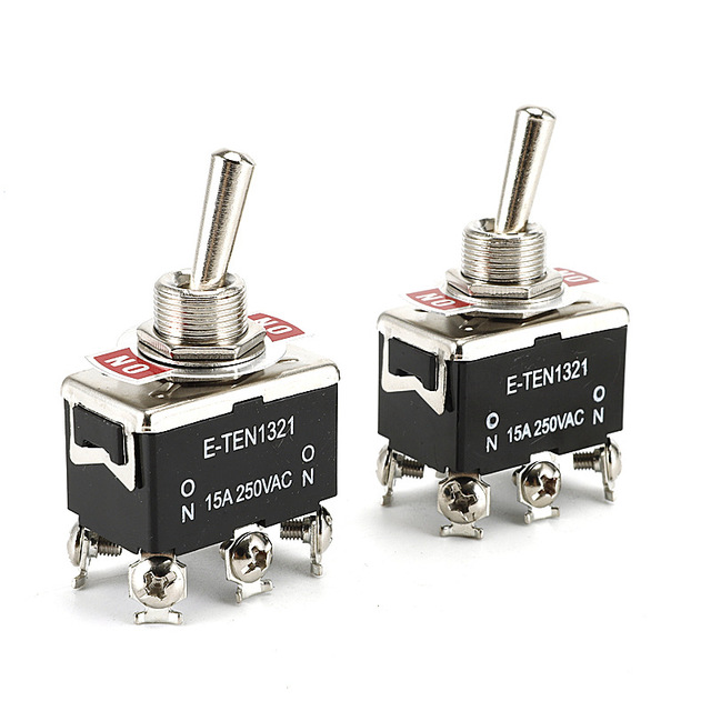 E-TEN1321 DPDT 250V 15A 30mm IP65 Screw Terminal Toggle Switch 6 Pin ON-ON Rocker Switch for Electrical Equipment