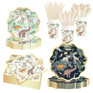 DAMAI - Juego de Vajilla Desechable de Papel con Diseño de Dinosaurios para Fiestas de Cumpleaños Infantiles - Product Image 2