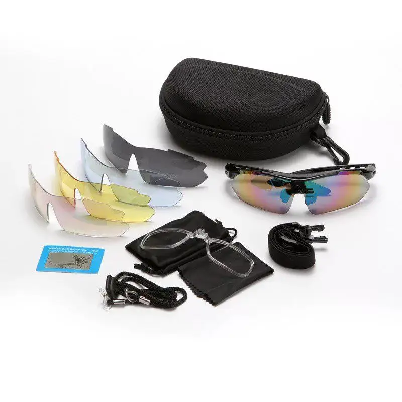 Wholesale Colorful Cycling Glasses Polarized Outdoor Sports Bike Bicycle Windproof Sunglasses 5 lens