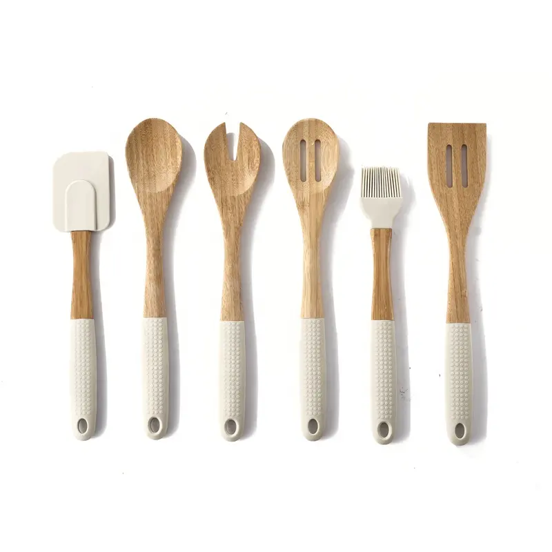 5pcs Full Range Accessories Eco-Friendly Bamboo Wood Wooden Cooking Tools Utensils Kitchen Full Set Of Kitchen Utensils