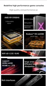 Gaming Mini PC 5900HX mit dedizierter Karte DDR6 4GB AMD RX6500 XT DDR6 8GB RX6600M WIFI6E 2.5G RJ45 HD DP Typ C für Spieler
