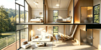 Maison préfabriquée modulaire de haute qualité, deux étages, petite maison, maison conteneur portable pour habitation résidentielle avec double couche