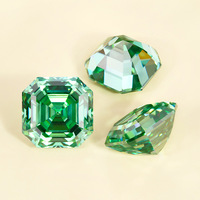 Moissanite de laboratoire taille Asscher 6*6mm, couleur verte avec effet de jeu de lumière, certifiée par un tiers, pierre de 1 carat pour bijoux