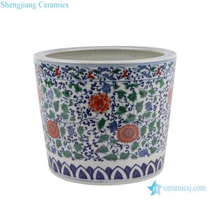 RZSZ08 Antiguo Jingdezhen Colorido Hermanamiento Hoja Flor Patrón Cerámica Portalápices <span class=keywords><strong>Jarron</strong></span> de pluma de cerámica - Product Image 3