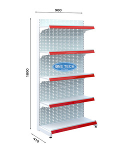 Étagère gondole à 5 niveaux perforée pour supermarché, 1,8 m, légère, avec revêtement en poudre, autoportante, verticale - Product Image 2
