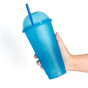 Gobelet réutilisable pour smoothie 24 oz, personnalisé, en plastique, avec couvercle dôme, tasses de crème glacée