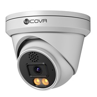 Cámara de Seguridad Tipo Torreta 4COVR 5MP PoE, Cámara IP para Exteriores con Visión Nocturna en Color, IP67, Audio Bidireccional, Detección de Personas y Vehículos