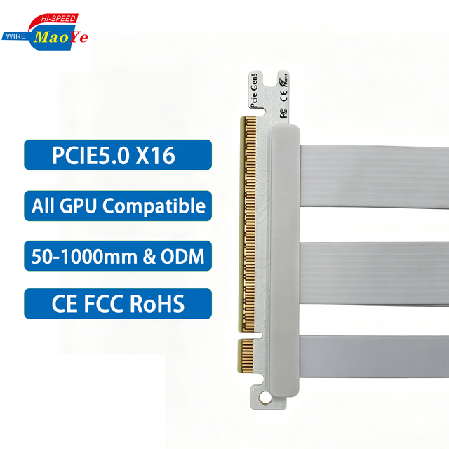 PCIe 5.0 Riser Cable X16 6 Layer PCB Gold Plated for RTX 5090/5080 RX 9070 Vertical Mount ITX Gaming PC Workstation CE FCC RoHS